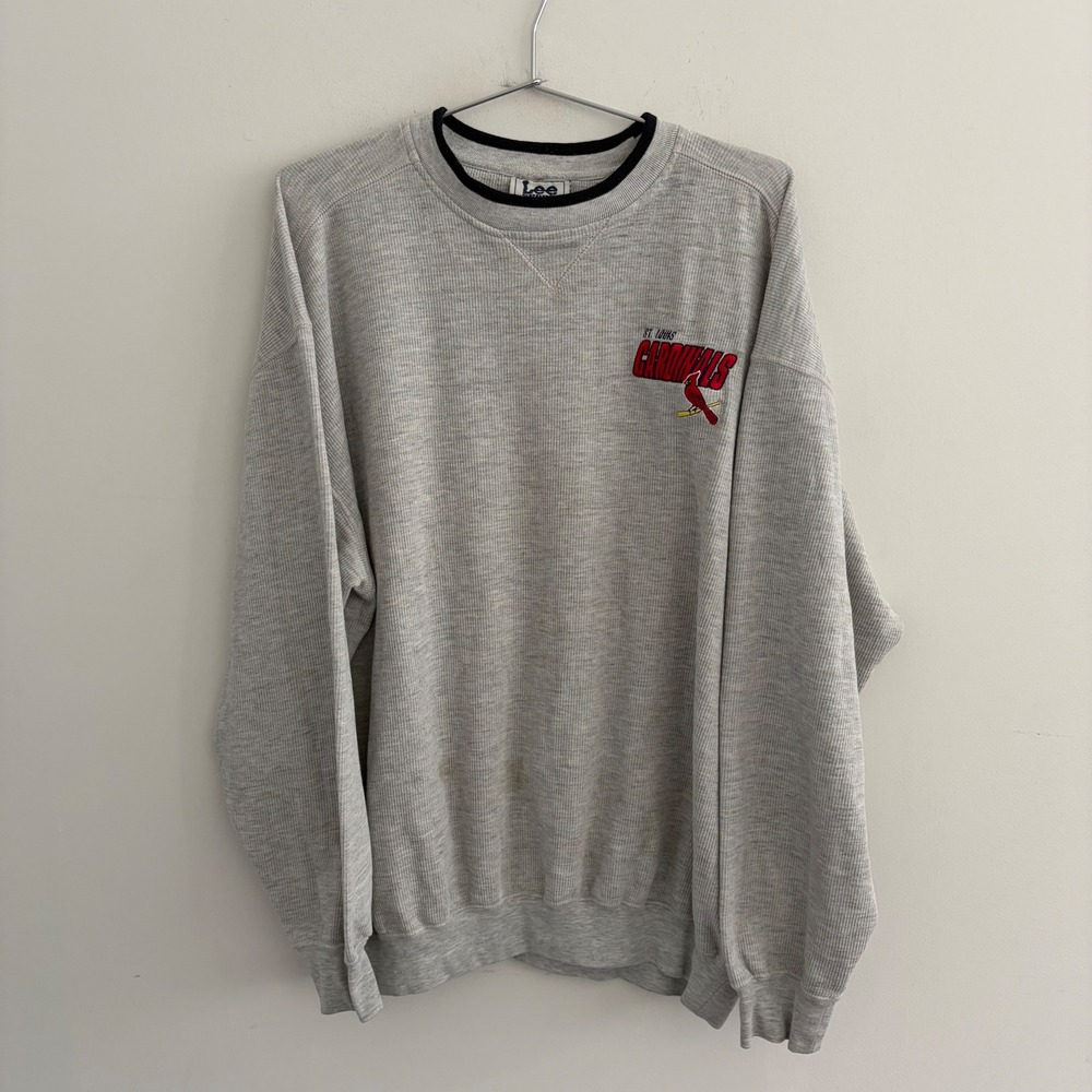 Lee Sport St. Louis Cardinals Ribbed Sweatshirt Grey Mens XL
